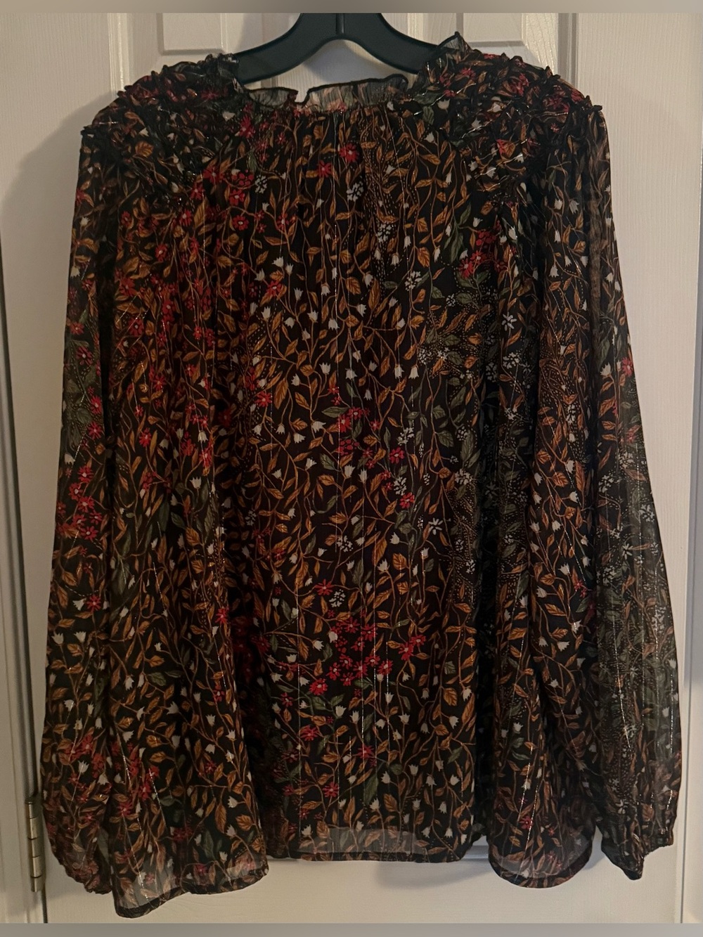 MAURICES Floral Peasant Tie-Neck ruffle Top 2X - Picture 3 of 8